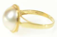 14K Yellow Gold Classic Pearl Rope Trim Statement Ring