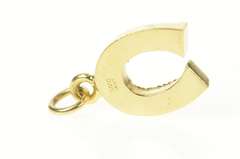 14K Yellow Gold Retro 1960's Textured Horse Shoe Lucky Charm/Pendant