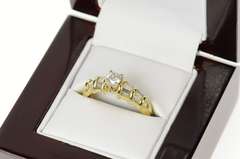 14K Yellow Gold 0.81 Ctw Diamond Baguette Accent Engagement Ring