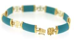 Graceful Yellow Gold Turquoise Station Bracelet