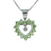 Sterling Silver Peridot & Diamond Accent Open Heart Pendant