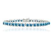 Silver Tone 4.85ct London Blue CZ S Design Tennis Bracelet