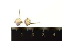 14K Yellow Gold Two Tone Ruby Inset Flower Stud Earrings