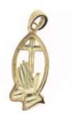 Sterling Silver Praying Hand Cross Pendant