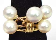 Custom Pearl Ring in 14KT Yellow Gold