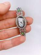 Ladies Geneva & Gemstone Watch, 18kt Gold Plated Cuff