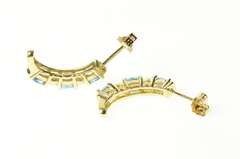 14K Yellow Gold Blue Topaz Diamond Accent Semi Hoop Earrings