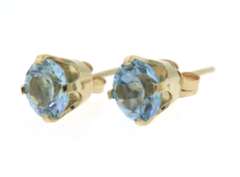 Simple Yellow Gold Blue Topaz Earrings