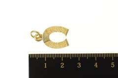 14K Yellow Gold Retro 1960's Textured Horse Shoe Lucky Charm/Pendant