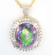 Fascinating Massive 25.00CTS Mystic Topaz & White Topaz Necklace in Vermeil