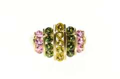 10K Yellow Gold Graduated Yellow & Pink Topaz Tourmaline Ring