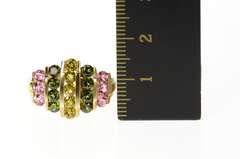 10K Yellow Gold Graduated Yellow & Pink Topaz Tourmaline Ring
