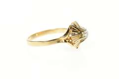 14K Yellow Gold 1960's Classic Retro Burst CZ Travel Engagement Ring