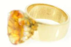 14K Yellow Gold Oval Citrine Diamond Accent Statement Cocktail Ring