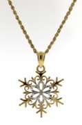 Gorgeous 2 Tone Snowflakes Pendant on Chain