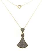Fabulous 14kt Yellow Gold Fan Diamond Pendant on Chain
