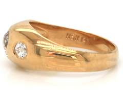 Fabulous 14kt YG 3-Stone Euro Cut Diamond Dome Ring