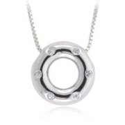 Sterling Silver Simulated Diamond CZ Confetti Circle Pendant