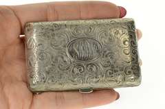 Sterling Silver MWS Monogram Ornate Victorian Scroll Match Case