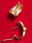 LADIES 14K GOLD AND DIAMOND LOOP EARRINGS