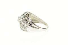 14K White Gold 2.16 Ctw Diamond Wavy Tiered Statement Ring