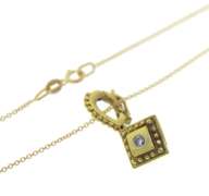 Fantastic 18kt YG Square Etruscan Style Diamond Necklace