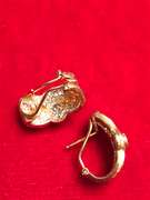 LADIES 14K GOLD AND DIAMOND LOOP EARRINGS