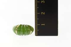 14K Yellow Gold 1960's Carved Scalloped Jade Statement Ring