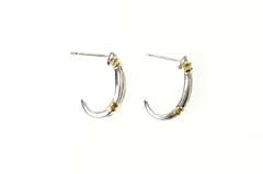 10K White Gold Two Tone Baguette Diamond Channel Curved Earrings