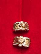 LADIES 14K GOLD AND DIAMOND LOOP EARRINGS