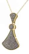 Fabulous 14kt Yellow Gold Fan Diamond Pendant on Chain