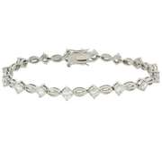 Sterling Silver CZ Oval Link Bracelet