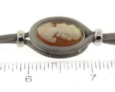 Italian Sterling Silver Yellow And White Cameo Bracelet
