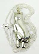 Large Sterling Silver Cat Pendant & Chain