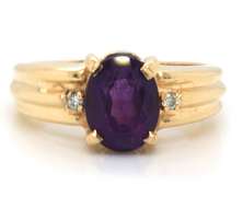 Sumptuous 14kt YG Oval Amethyst & Diamond Accents Ring