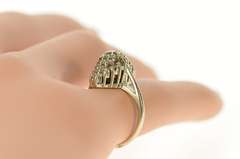 10K White Gold Retro Diamond Cluster Marquise Statement Ring