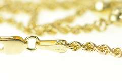 10K Yellow Gold Rope Link Tiered Beaded Statement Chain Necklace