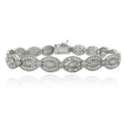 Silver Tone 1/4ct Diamond Marquise Link Bracelet