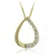 18K Gold over Sterling Silver CZ Teardrop Journey Pendant