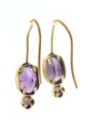 Nice Bezel Set Oval Amethyst Dangle Earrings