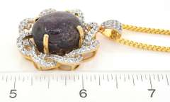 Glorious Rare Huge 46.0CTS Cabochon Star Ruby & White Sapphire Necklace in Vermeil
