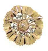 Fabulous 18kt YG Flower Style Pearl and Diamond Brooch