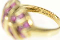 14K Yellow Gold Criss Cross Pink Tourmaline Channel Statement Ring