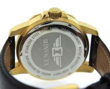 Invicta Gold Dial Black Leather Watch