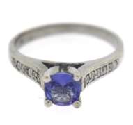 Charming 14kt White Gold Tanzanite and Diamond Ring