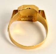Man's 22k Signet Style Ring with Enamel