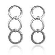 Sterling Silver CZ Three Open Circles Dangle Earrings