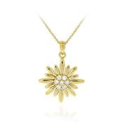 18K Gold over Sterling Silver CZ Flower Pendant