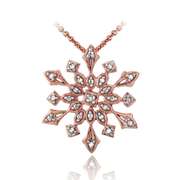 Rose Gold Tone over Sterling Silver Genuine Diamond Accent Snowflake Pendant