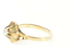 14K Yellow Gold 1960's Classic Retro Burst CZ Travel Engagement Ring